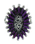 Silver Water Wave And Magenta Turquoise Needlepoint Southwestern Ring Size 7-1/2 YX67100